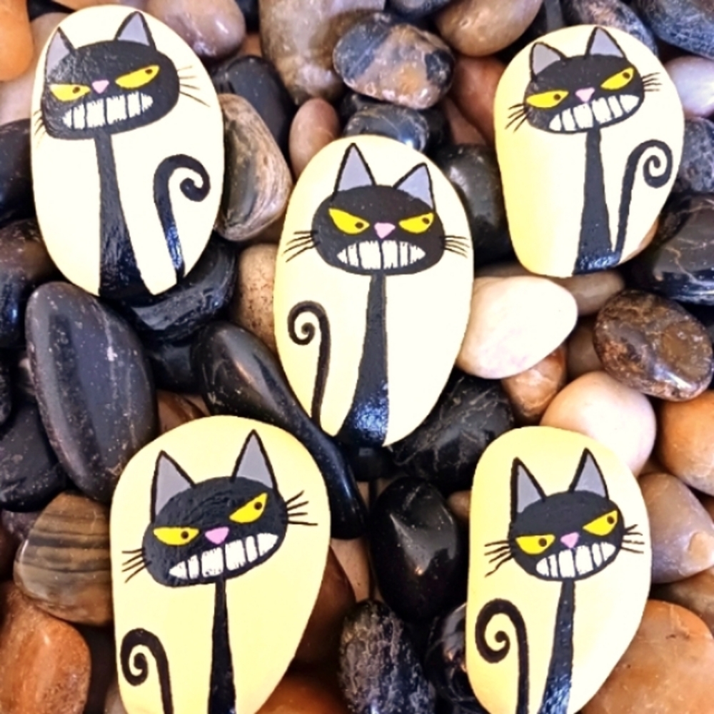 Hand-Painted Crabby Cat Rock